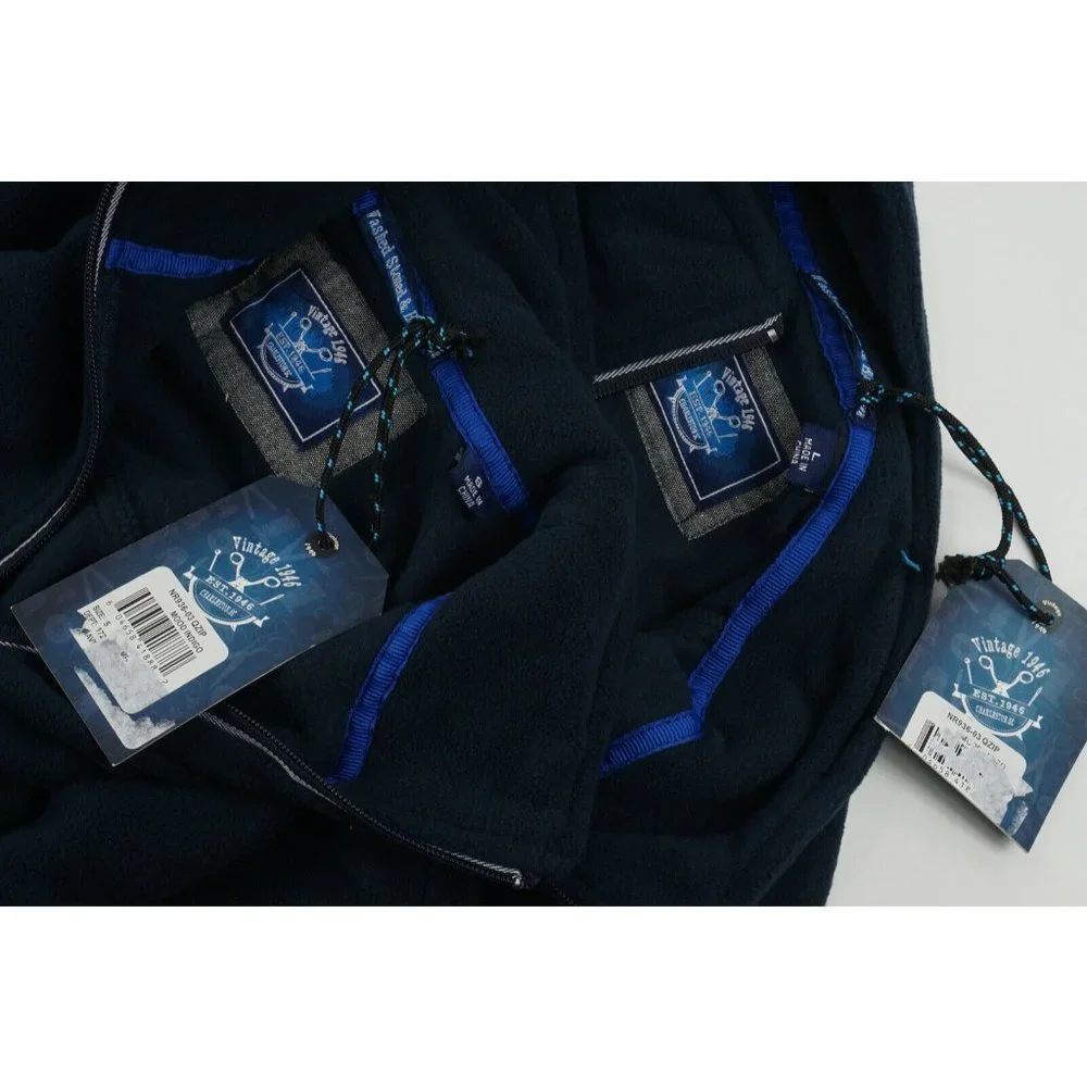 New Vintage 1946 Men's Sizes S / L Mood Indigo Blue Fleece Quarter‎ Zip Sweater